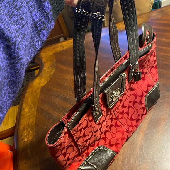 Coach Red and Brown Shoulder Bag - Picture 2 of 6